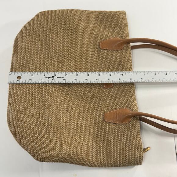 Eric Javits Leather Trim Strass Tote Shoulder Bag Leather Trim Zip Travel - Picture 9 of 10